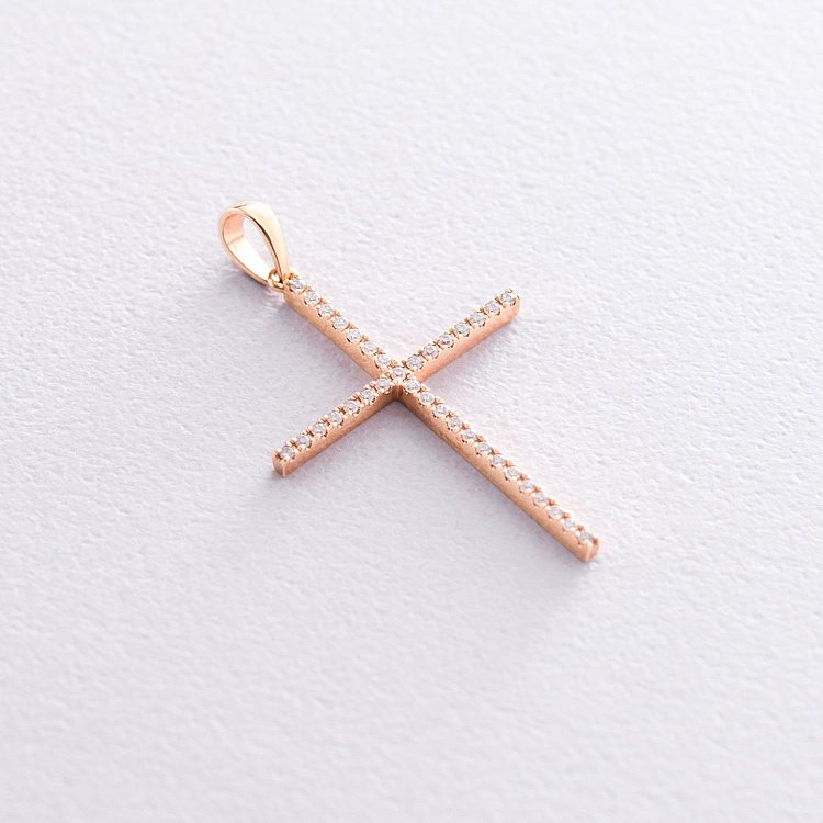 Золотой крестик с бриллиантами DP9837-Bslk от ювелирного магазина Оникс