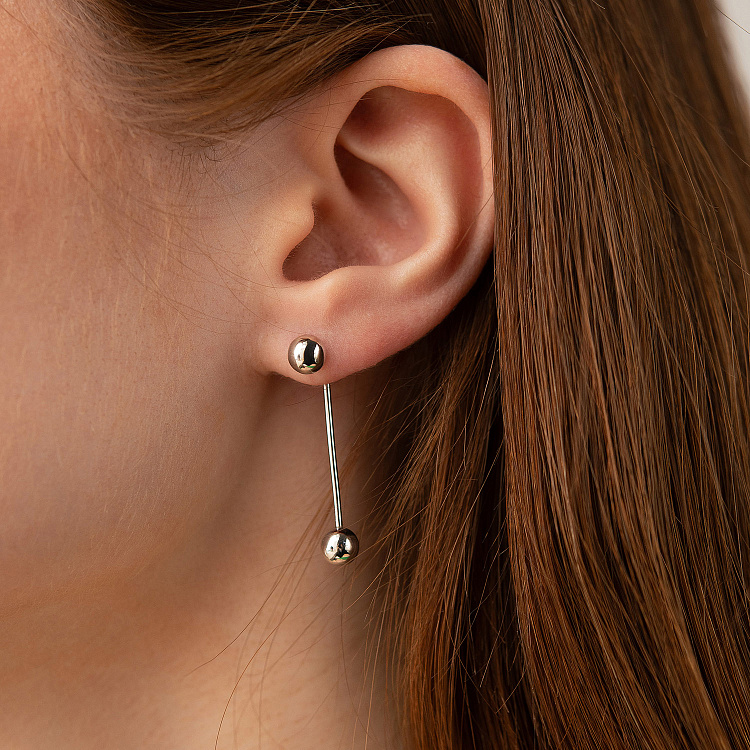 Серьги "Ophelia" с шариками (белое золото) с09417 от ювелирного магазина Оникс - 10