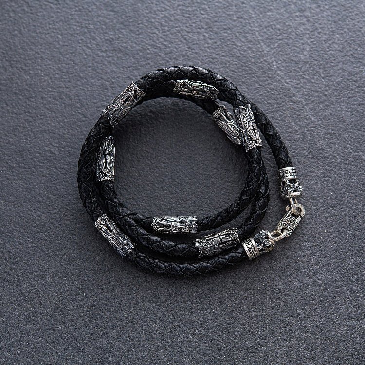 Шкіряний шнурок зі срібною застібкою 535 від ювелірного магазину Онікс - 4