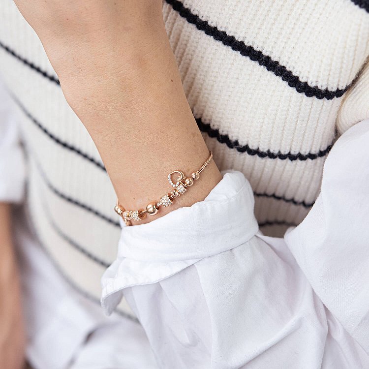 Золотой браслет "Сердце и бесконечность" с фианитами б04980 от ювелирного магазина Оникс - 1