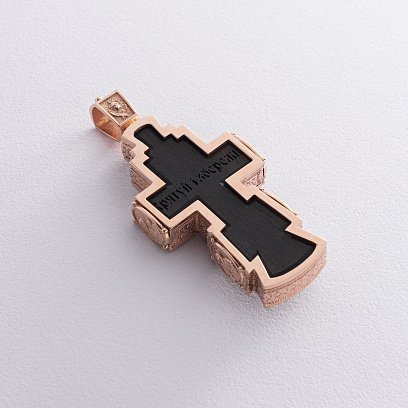 Мужской православный золотой крест из эбенового дерева п0366 №7