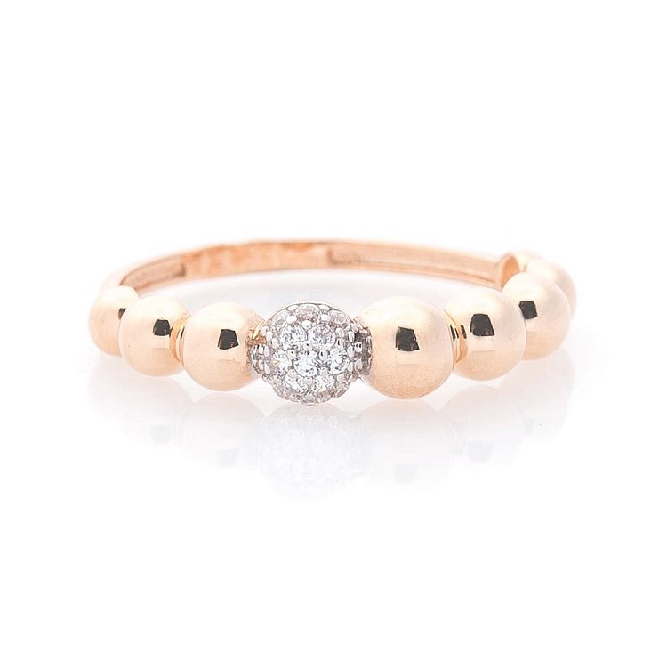 Золоте колечко "Кульки" з фіанітами к05823 від ювелірного магазину Онікс - 2