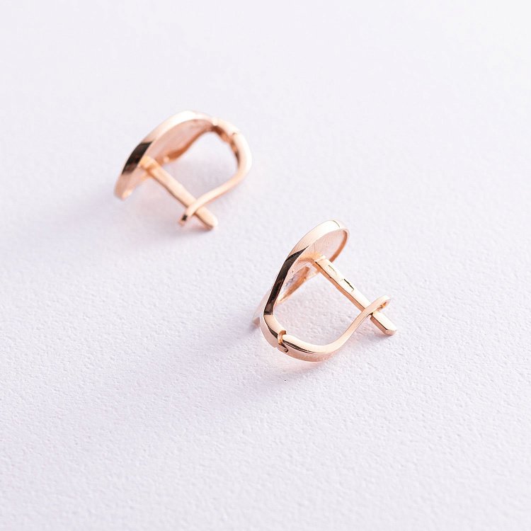 Золотые серьги на английской застежке с фианитами с04853 от ювелирного магазина Оникс - 2