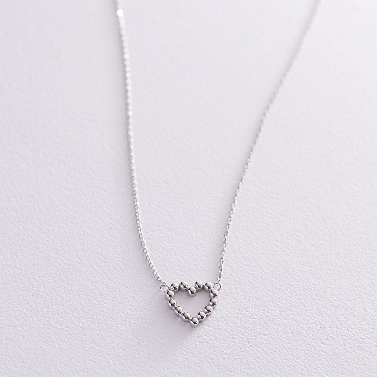 Колье "Влюбленное сердце" в белом золоте кол01991 от ювелирного магазина Оникс