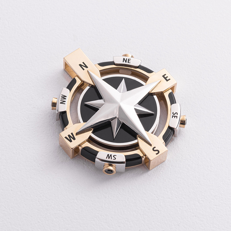 Золотой кулон "Роза Ветров" с бриллиантами 144731122 от ювелирного магазина Оникс