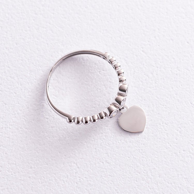 Золота каблучка "Сердечко" з фіанітами к06795 від ювелірного магазину Онікс - 2