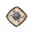 Золотое кольцо с фианитами и эмалью к04002 от ювелирного магазина Оникс - 2