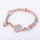 Браслет "Конюшина" з червоного і білого золота з фіанітами б02417 от ювелирного магазина Оникс