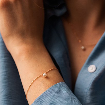 Колье с жемчужиной (красное золото) кол02402 №6