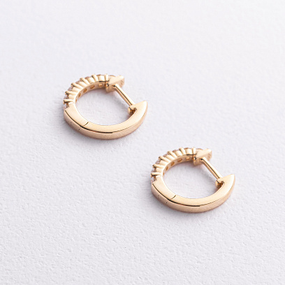 Сережки - кільця в жовтому золоті (діаманти) сб0730ri №2