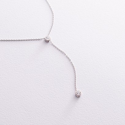 Серебряное колье - галстук с фианитами 908-01215 №7