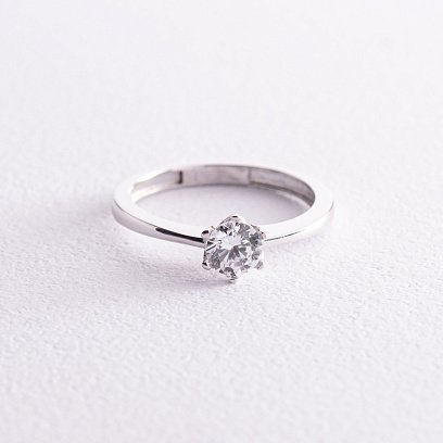 Заручальна каблучка в білому золоті (фіаніт) к07097