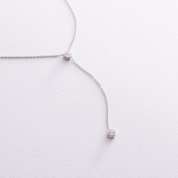 Серебряное колье - галстук с фианитами 908-01215 от ювелирного магазина Оникс - 6