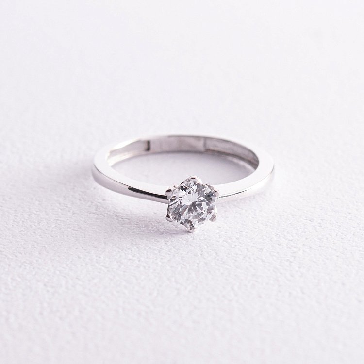 Заручальна каблучка в білому золоті (фіаніт) к07097 від ювелірного магазину Онікс