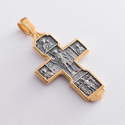 Срібний хрест "Розп'яття Христове. Архангел Михаїл. Микола Чудотворець. Казанська ікона" 132721 №5