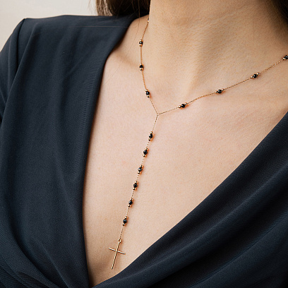 Золоте кольє з хрестиком (фіаніт) кол01483