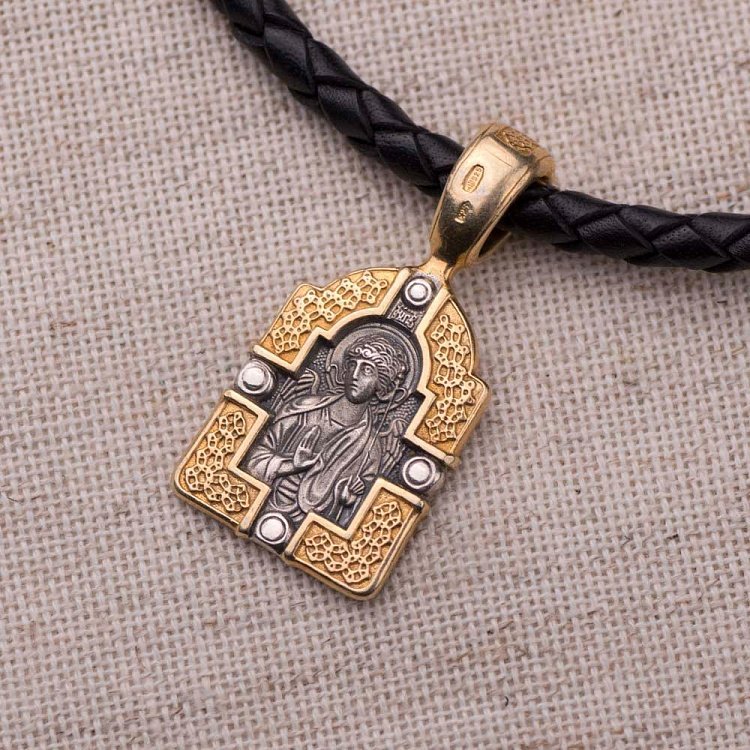 Срібна підвіска "Ікона Божої Матері Милуюча" з позолотою 131678 від ювелірного магазину Онікс - 1