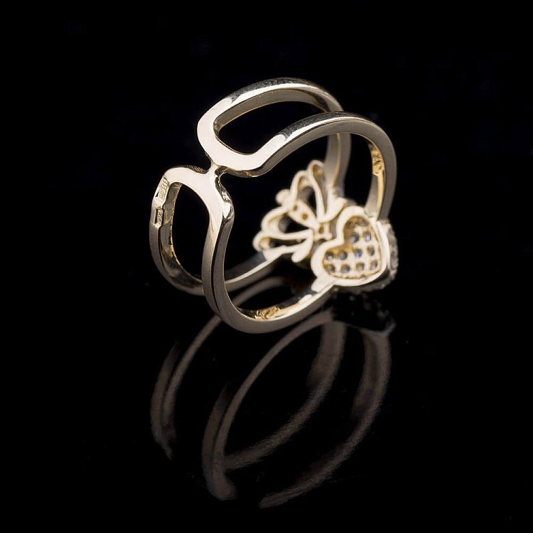 Эксклюзивное золотое кольцо с фианитами к03639 от ювелирного магазина Оникс - 2