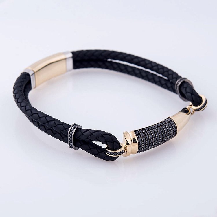 Каучуковий браслет в золоті "Патрон" з фіанітами б02349 від ювелірного магазину Онікс - 1