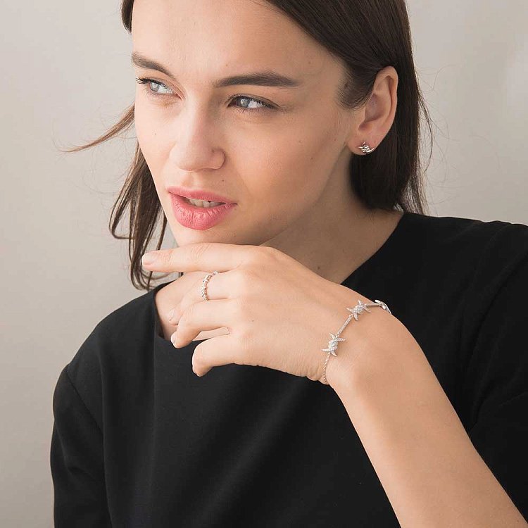 Серебряные серьги с фианитами 121710 от ювелирного магазина Оникс - 3