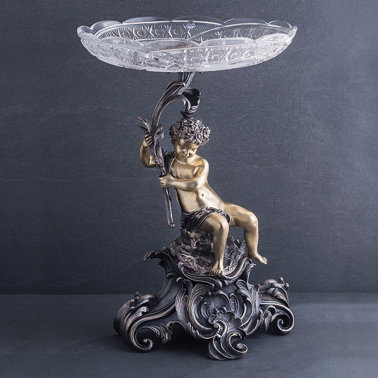 Бронзовая ваза для фруктов "Мальчик" сер00076 от ювелирного магазина Оникс