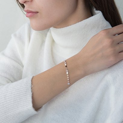 Золотой браслет Монетки с фианитами б04287 №2