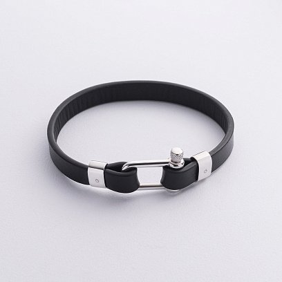 Шкіряний браслет зі срібними вставками 1316