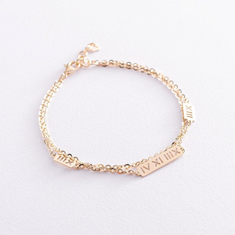 Браслет "Римские цифры" в желтом золоте б04498 от ювелирного магазина Оникс
