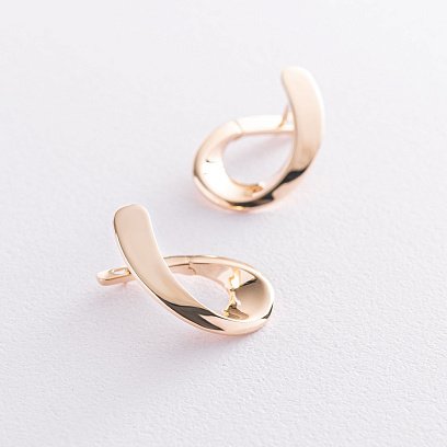 Серьги "Капельки" в желтом золоте с07384 №5