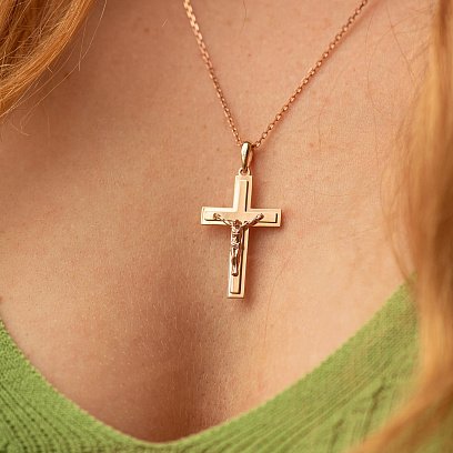 Золотий хрестик з розп'яттям п03967 №4