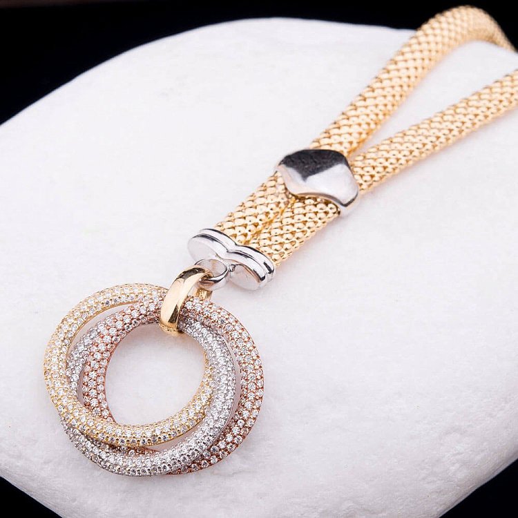 Ексклюзивне золоте кольє з фіанітами (45 см) кол00565 від ювелірного магазину Онікс