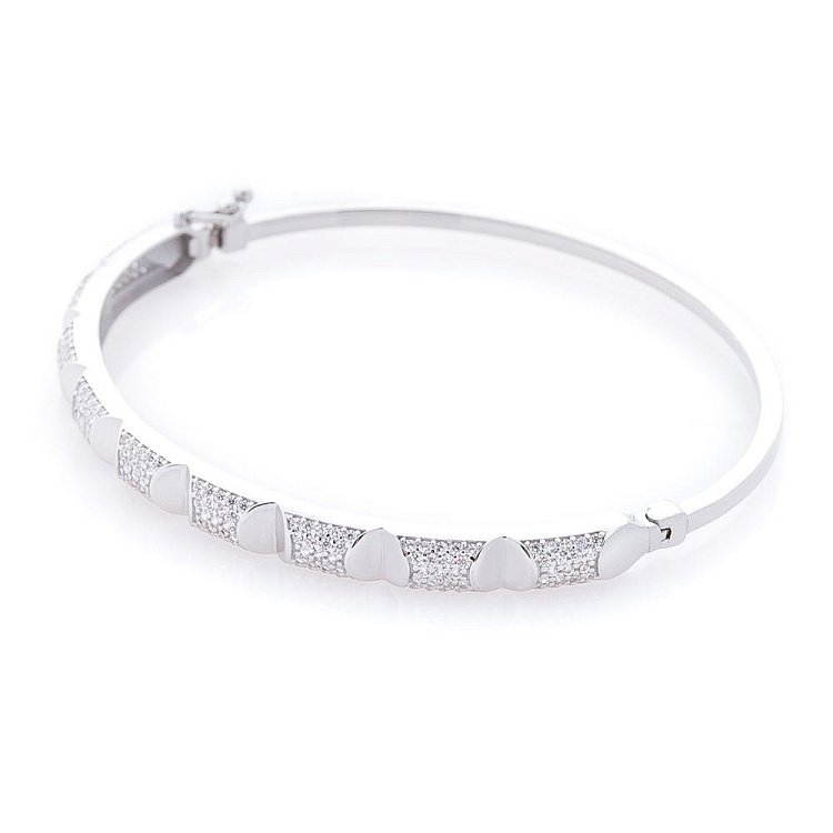 Золотий жорсткий браслет (фіаніти) б03017 від ювелірного магазину Онікс - 1