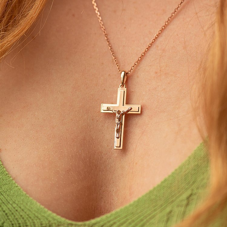 Золотий хрестик з розп'яттям п03967 від ювелірного магазину Онікс - 3