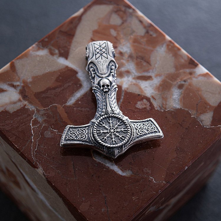 Срібний кулон - молот "Шолом жаху із черепом" 7043 від ювелірного магазину Онікс - 5