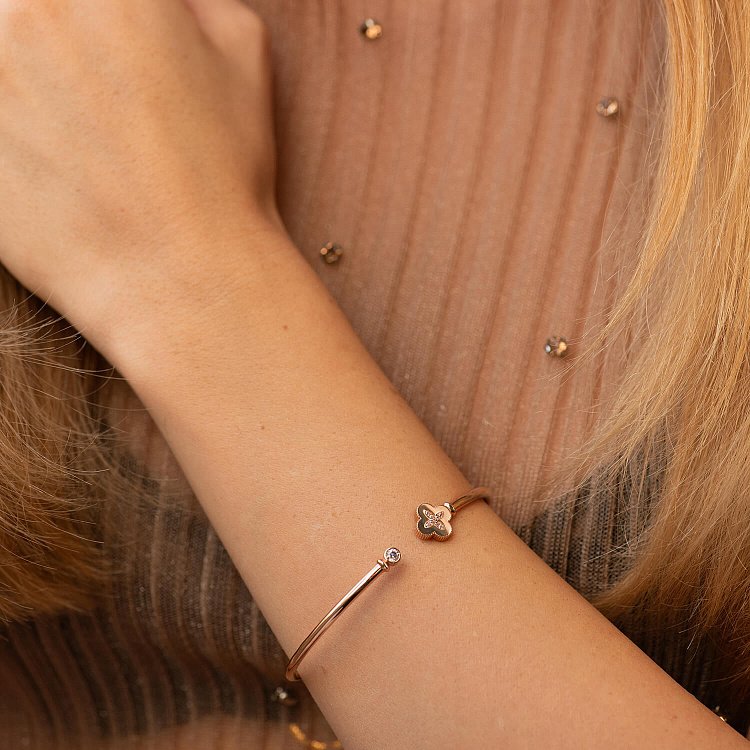 Золотой браслет "Клевер" (фианит) б04135 от ювелирного магазина Оникс - 3