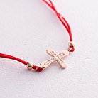 Золотой браслет "Крестик" с красной нитью (фианиты) б05139 от ювелирного магазина Оникс - 2