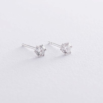 Золотые серьги-пусеты (бриллиант) сб0219ri