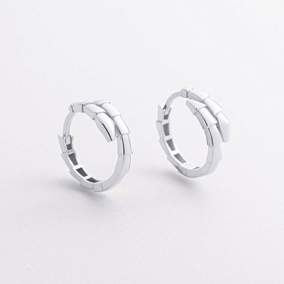 Серьги - кольца "Змеи" в белом золоте с09467