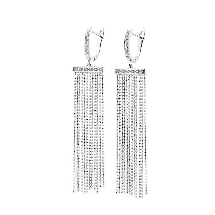 Срібні сережки "Водоспад" з фіанітами 122150 від ювелірного магазину Онікс - 3