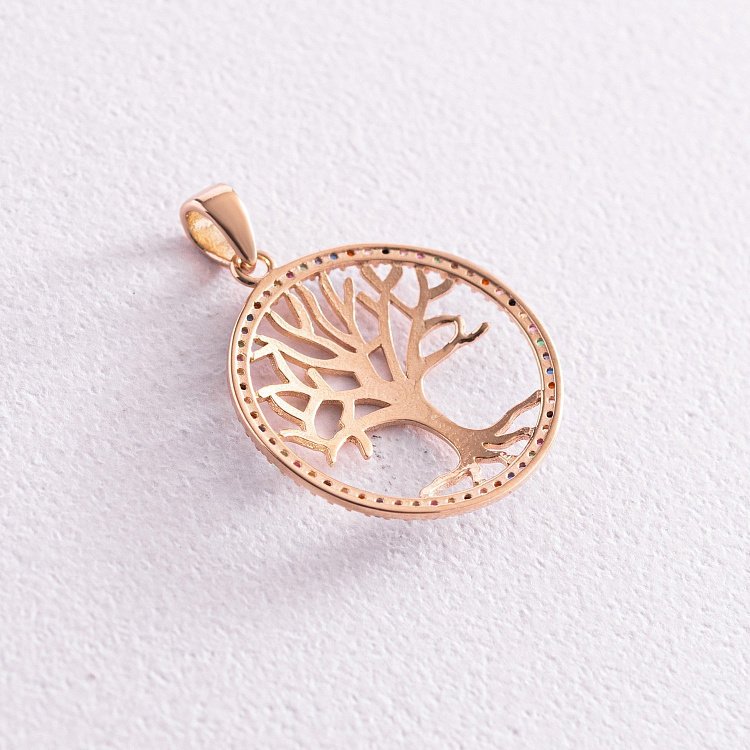 ﻿Золотий кулон "Дерево життя" з фіанітами п03654 від ювелірного магазину Онікс - 2