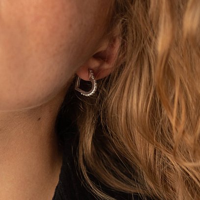 Серебряные серьги "Сердечки" с фианитами OR111550 №4