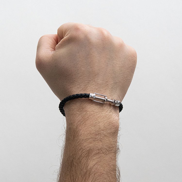 Каучуковый браслет из белого золота б03986 от ювелирного магазина Оникс - 1