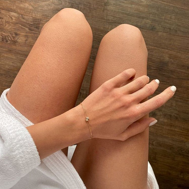 Двойной золотой браслет с фианитом б04482 от ювелирного магазина Оникс - 2