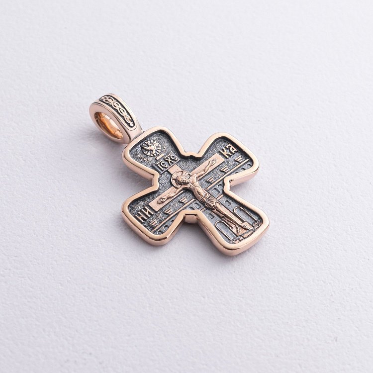 Золотой крест "Распятие. Свт. Николай Чудотворец. Молитва" п02428 Золотой крест "Распятие. Свт. Николай Чудотворец. Молитва" п02428 от ювелирного магазина Оникс