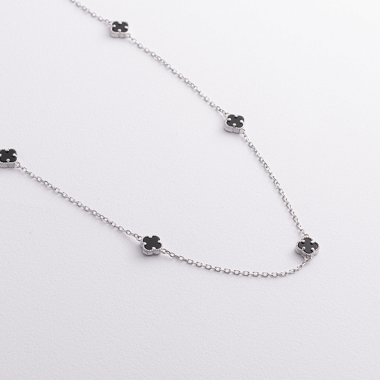 Серебряное колье "Клевер" (оникс) 181355 от ювелирного магазина Оникс - 2