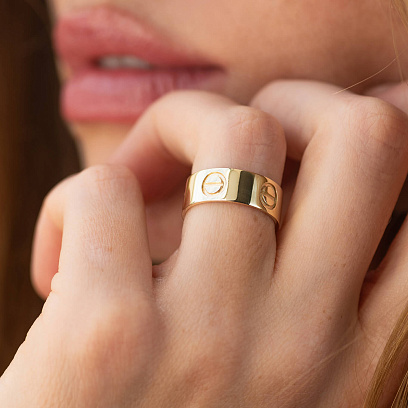 Кольцо "Love" в желтом золоте к07549 №6
