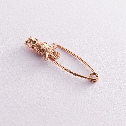 Золота шпилька "Сова" (фіаніт) зак00121 №3