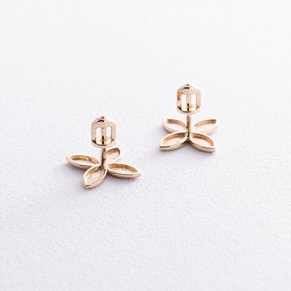 Серьги - пусеты "Клевер" в желтом золоте с08480 №3