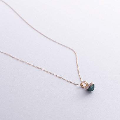 Золоте кольє (малахіт, діаманти) колб0129sc №3