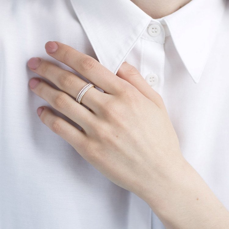 Потрійний перстень із золота (діамант) кб0239ch від ювелірного магазину Онікс - 3